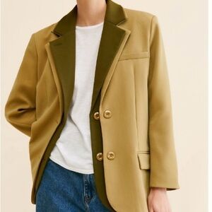 Anthropologie FRENCHMAUVE Issac Double Blazer Olive/Mustard